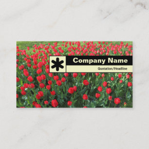Carte De Visite Bordure étiquetée - Lit de tulipes rouges 01