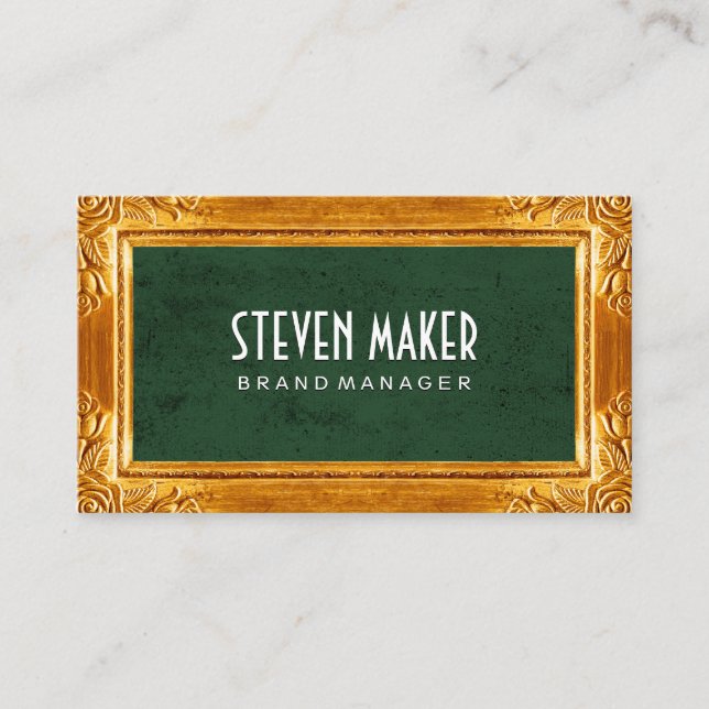 Carte De Visite Bordure Gold Fancy | Texture verte (Devant)