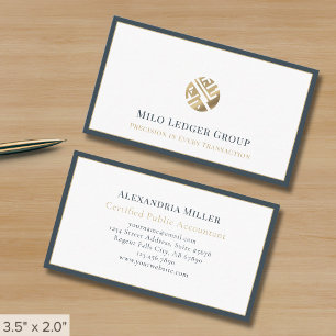 Carte De Visite Bordure gris logo moderne de luxe