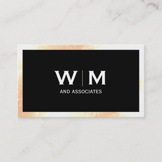 Carte De Visite Bordure grunge de monogramme exécutif (Devant)