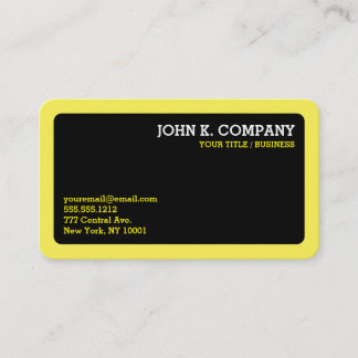 Carte De Visite  Bordure jaune Noir moderne Minimal Professionnel