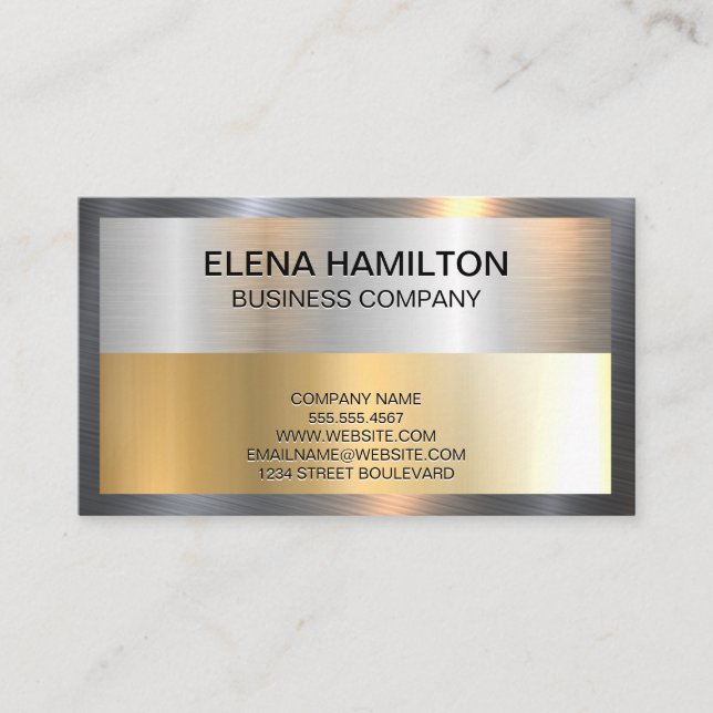 Carte De Visite Bordure métal argenté or brillant (Devant)