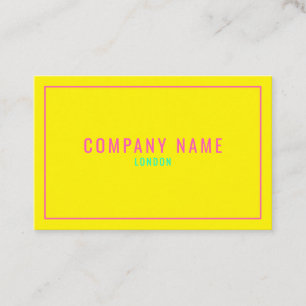 Carte De Visite Bordure mince rose néon, jaune