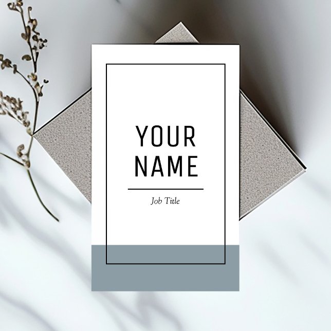 Carte De Visite Bordure minimale bleu pastel moderne et simple (Modern and simple clean design business card with a pastal blue detail.)