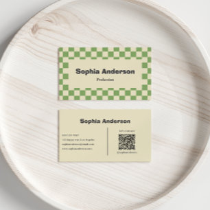 Carte De Visite Bordure minimale du tableau de bord vert - Code Qr