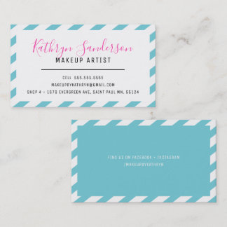 Carte De Visite BORDURE MINIMALE MODERNE BORD bleu bleu rose blanc