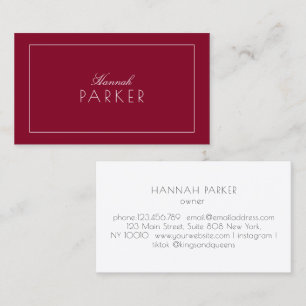 Carte De Visite Bordure minimaliste élégante rouge