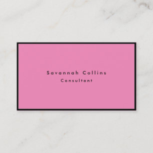 Carte De Visite Bordure noire simple rose rose minimaliste moderne