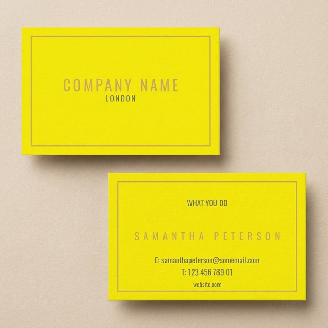 Carte De Visite Bordure or mince néon jaune (Thin gold border neon yellow business card.)