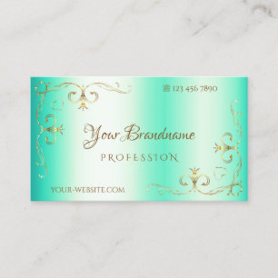 Carte De Visite Bordure ornementale Turquoise brillante
