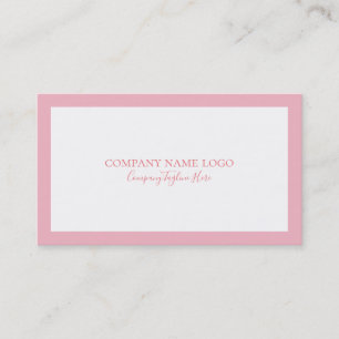 Carte De Visite Bordure rose minimaliste sur blanc