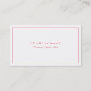 Carte De Visite Bordure rose Tin Simple Et Moderne En Blanc