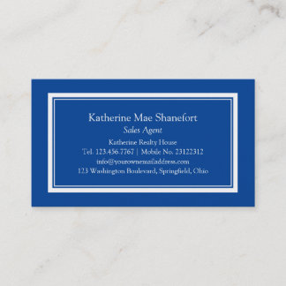 Carte De Visite Bordure simple professionnelle bleue et blanche