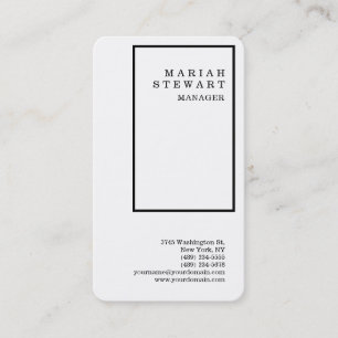 Carte De Visite Bordures noires Blanc Minimaliste Élégant Moderne