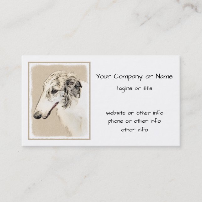 Carte De Visite Borzoi (Argent Brindle) Peinture Chien Art origina (Devant)