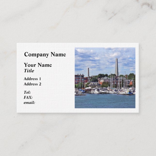 Carte De Visite Boston MA - Marina avec Bunker Hill Monument (Devant)