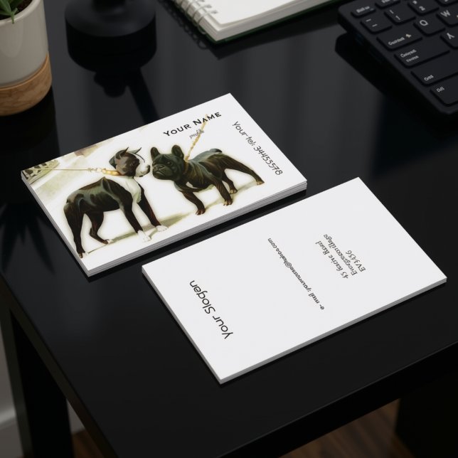 CARTE DE VISITE BOSTON TERRIER&BOULEDOGUE FRANÇAIS (Créateur téléchargé)