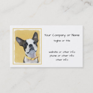 Carte De Visite Boston Terrier Painting - Cute Original Dog Art