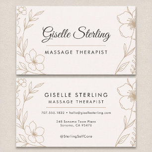Carte De Visite Botanical Blush et Black Massage Therapist