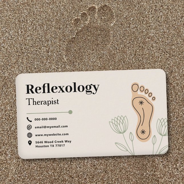 Carte De Visite Botanical Elements & Footprint - Reflexology (Botanical Elements & Footprint - Reflexology Business Card)