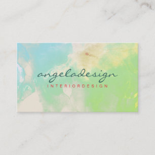 Carte De Visite Botanique Aquarelle Nuageuse Verte Ombre Moderne