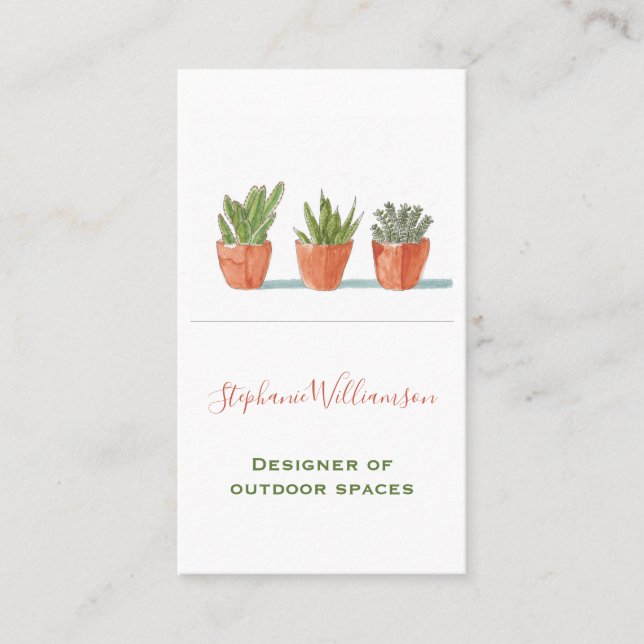 Carte De Visite Botanique de succulente à l'aquarelle (Devant)