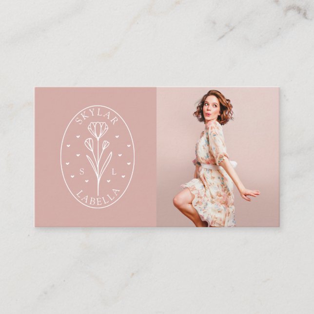 Carte De Visite Botanique Florale moderne - Logo Art & Photo Blush (Devant)