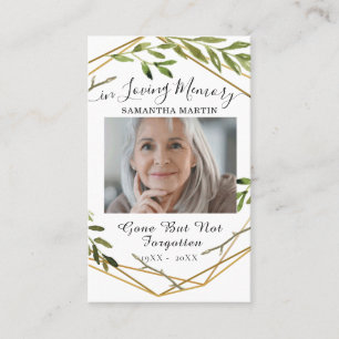 Carte De Visite Botanique Golden Custom Photo Funeral Prayer Card