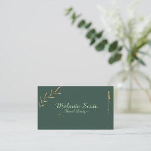 Carte de visite botanique minimaliste Vert foncé