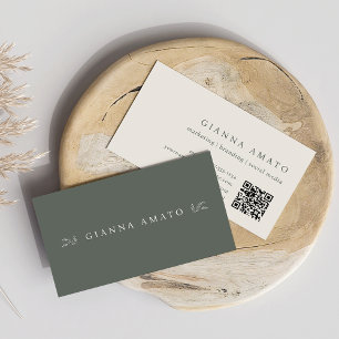 Carte De Visite Botanique minimaliste verte et crème