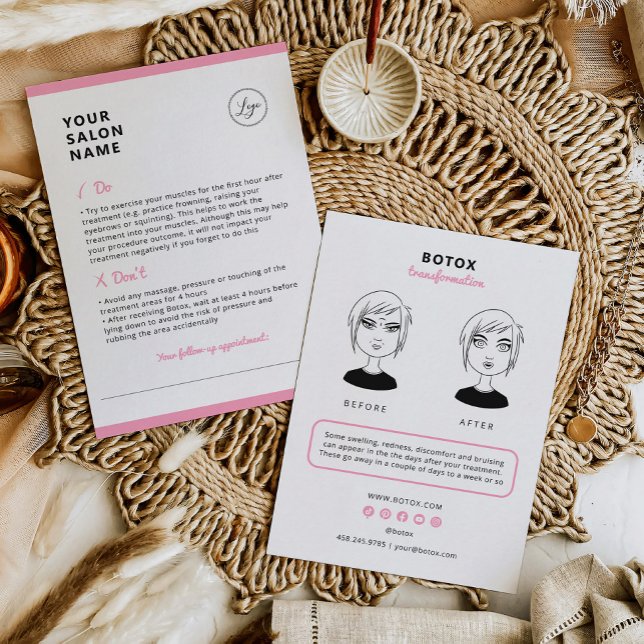 Carte De Visite Botox Instructions pour les soins postérieurs au s (Créateur téléchargé)