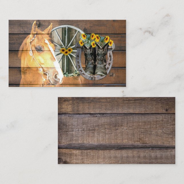 Carte De Visite Bottes de cow-boy de la roue Western Horse Wagon (Devant / Derrière)