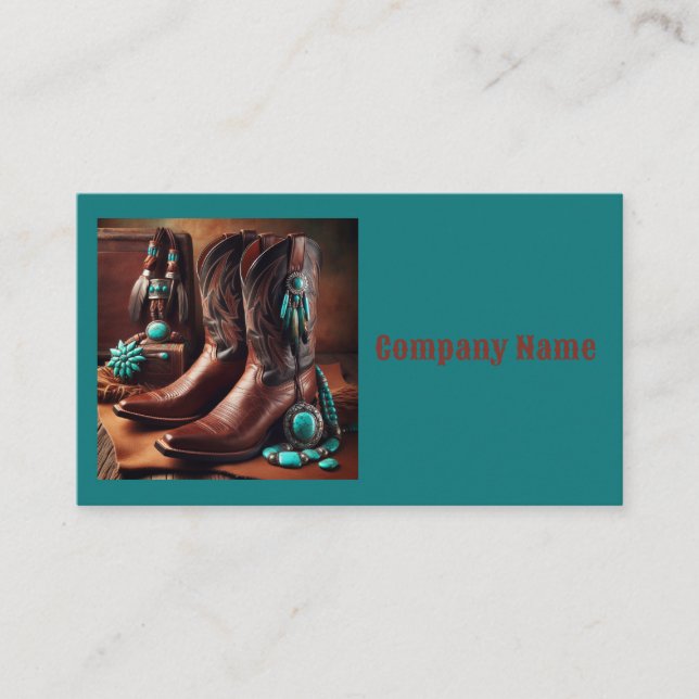 Carte De Visite Bottes de cowboy et bijoux Turquoise (Turquoise) (Devant)