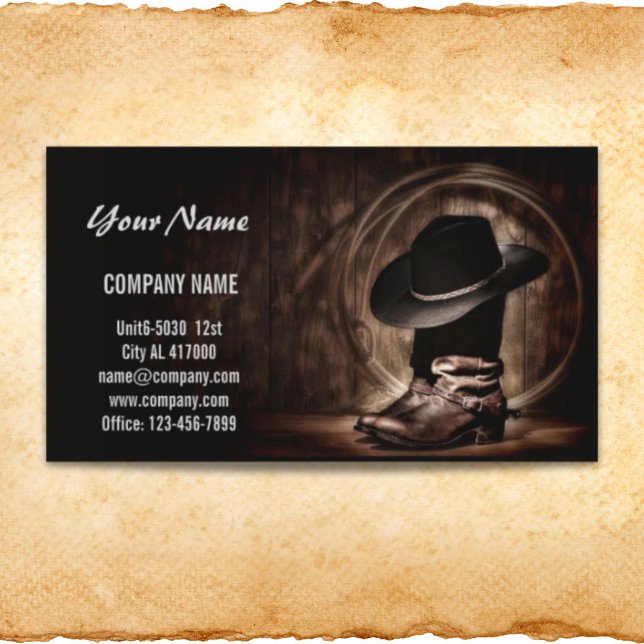 Carte De Visite bottes de cowboy vintage rustique pays de l'ouest (rustic vintage cowboy boots western country business card)