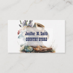 Carte De Visite Bottes de cowgirl de campagne Fleur Chapeau Texas