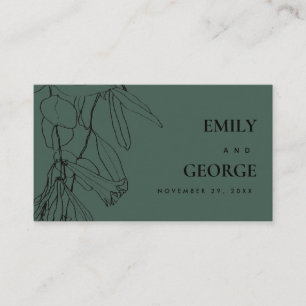 CARTE DE VISITE BOTTLE GREEN LINE DESWING FLORAL MARIAGE SITE