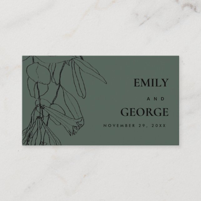 CARTE DE VISITE BOTTLE GREEN LINE DESWING FLORAL MARIAGE SITE (Devant)