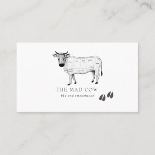 Carte de visite boucher vache croquis vintage