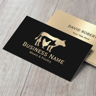 Carte De Visite Boucher Viandes et volaille Marché Or moderne