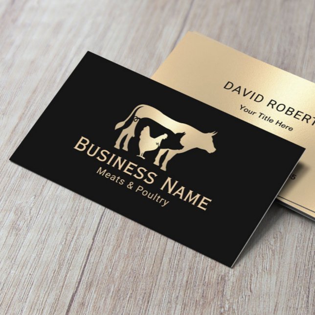 Carte De Visite Boucher Viandes et volaille Marché Or moderne (Créateur téléchargé)