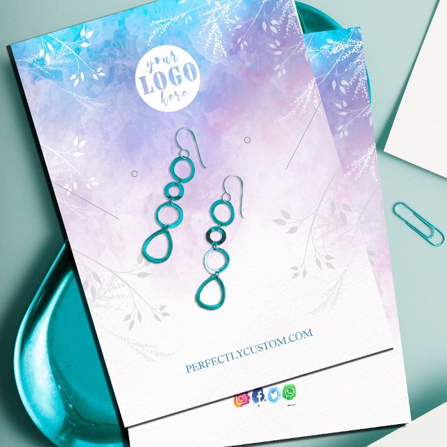 Carte De Visite Boucles d'oreilles Abstrait Aqua Blue (Abstract Aqua Blue necklace earrings Business Card #abstractaquablue #seacolor #brightcolor)