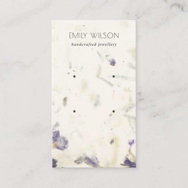 Carte De Visite Boucles d'oreilles en papier teint de couleur viol (Devant)