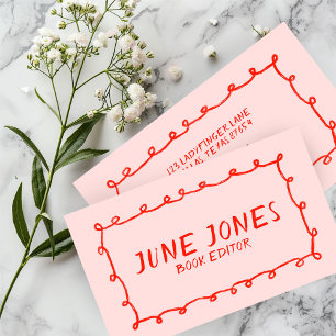 Carte De Visite Boucles faites main Doodle Whimsical Inky Chic ros