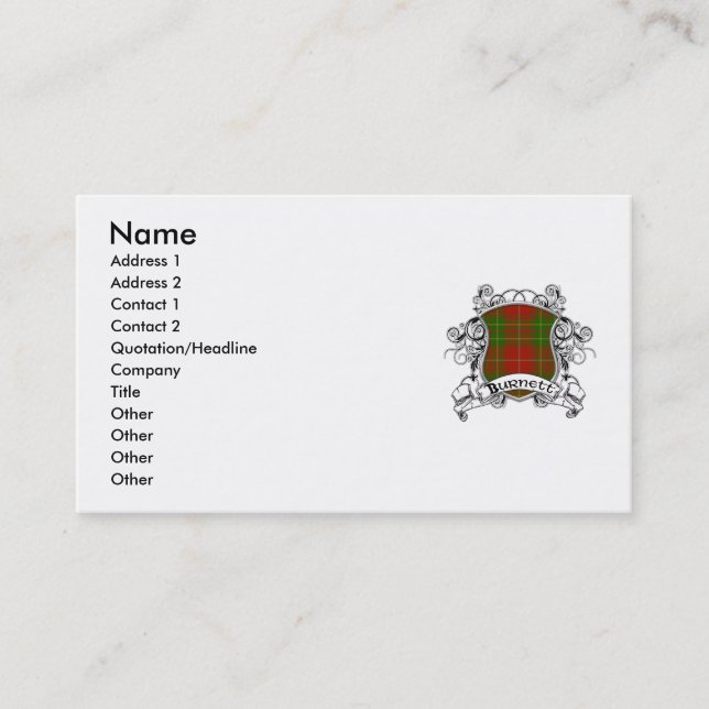 Carte De Visite Bouclier de tartan de Burnett (Devant)