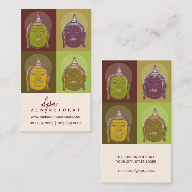 Carte De Visite Bouddha Pop Art Spa Moderne Zen Holistique & Bien- (Devant / Derrière)
