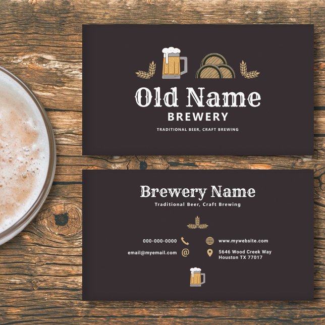 Carte De Visite Boug de bière et tonneaux - Brasserie (Beer Mug & Barrels - Brewery Business Card)