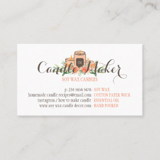 Carte De Visite Bougie à la cire de soja artisanale personnalisabl