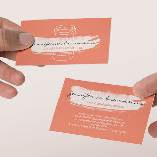 Carte De Visite Bougie de soja simple élégante orange