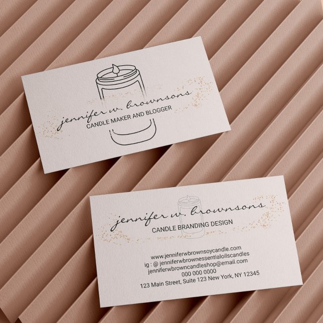 Carte De Visite Bougie de soja simple élégante rose tendre (Blush Pink elegant simple soy candle Business Card)