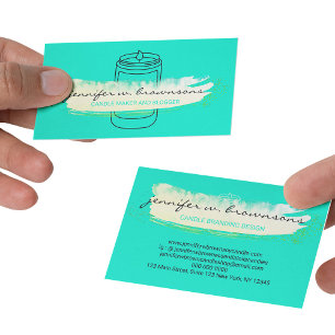 Carte De Visite Bougie de soja simple élégante vert néon